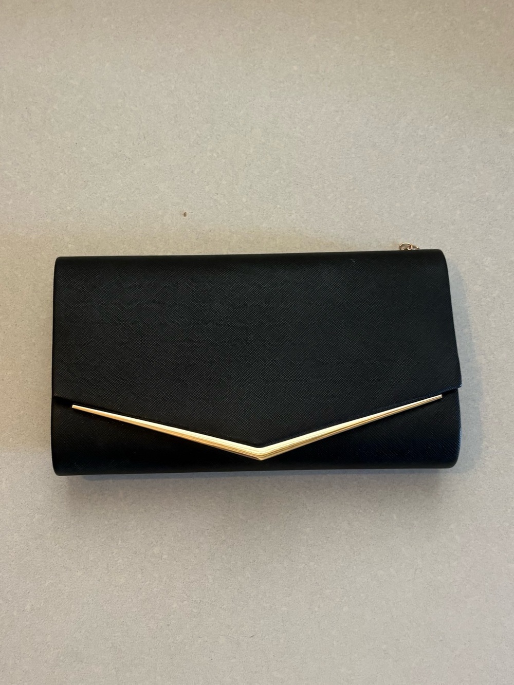 le chateau Black Envelope Clutch with Gold Chevron Accent